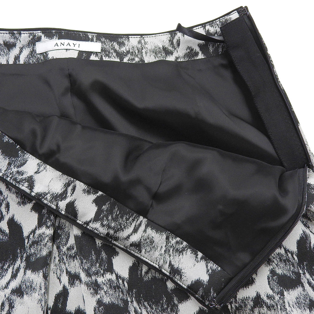ANAYI アナイ 未使用 シャドウフラワー ジャガード Aライン スカート レディース ブラック グレー 38 スカート 38