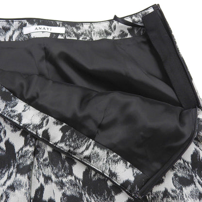 ANAYI アナイ 未使用 シャドウフラワー ジャガード Aライン スカート レディース ブラック グレー 38 スカート 38