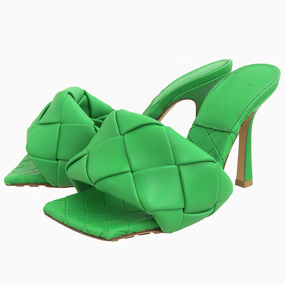 BOTTEGA VENETA ボッテガヴェネタ ラバー リド イントレチャート レザー サンダル パンプス レディース グリーン 34 シューズ 34