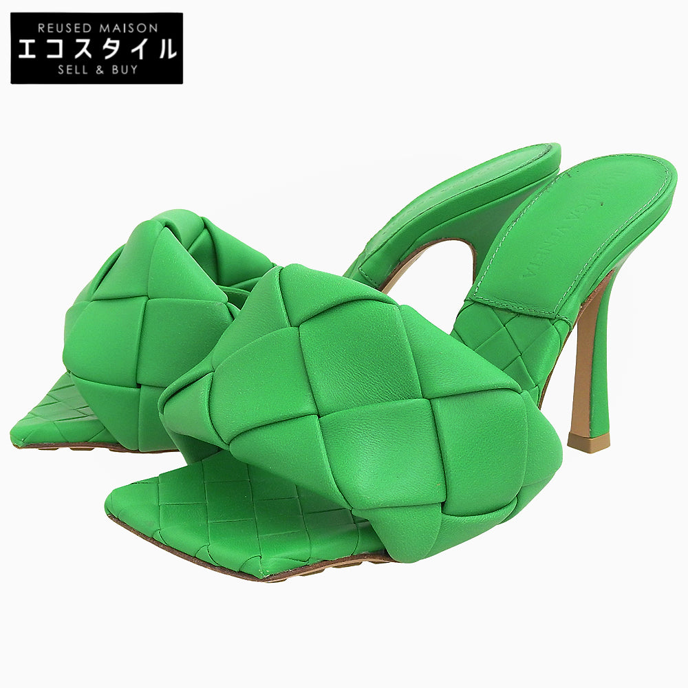 BOTTEGA VENETA ボッテガヴェネタ ラバー リド イントレチャート レザー サンダル パンプス レディース グリーン 34 シューズ 34