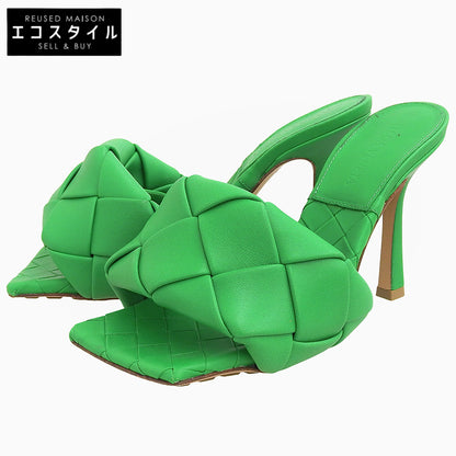 BOTTEGA VENETA ボッテガヴェネタ ラバー リド イントレチャート レザー サンダル パンプス レディース グリーン 34 シューズ 34