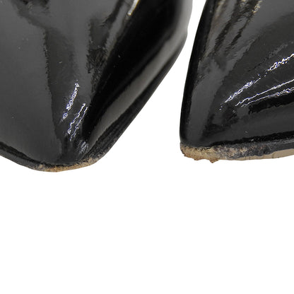 Valentino Garavani ヴァレンティノガラヴァーニ 美品 ロックスタッズ アンクルストラップ パテントレザー パンプス レディース 黒 34 シューズ 34