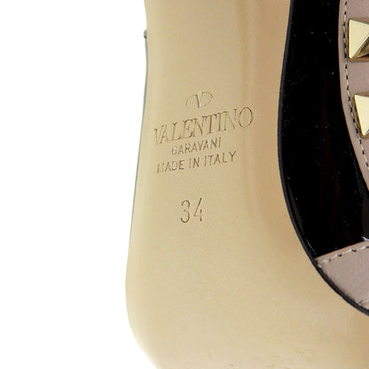 Valentino Garavani ヴァレンティノガラヴァーニ 美品 ロックスタッズ アンクルストラップ パテントレザー パンプス レディース 黒 34 シューズ 34