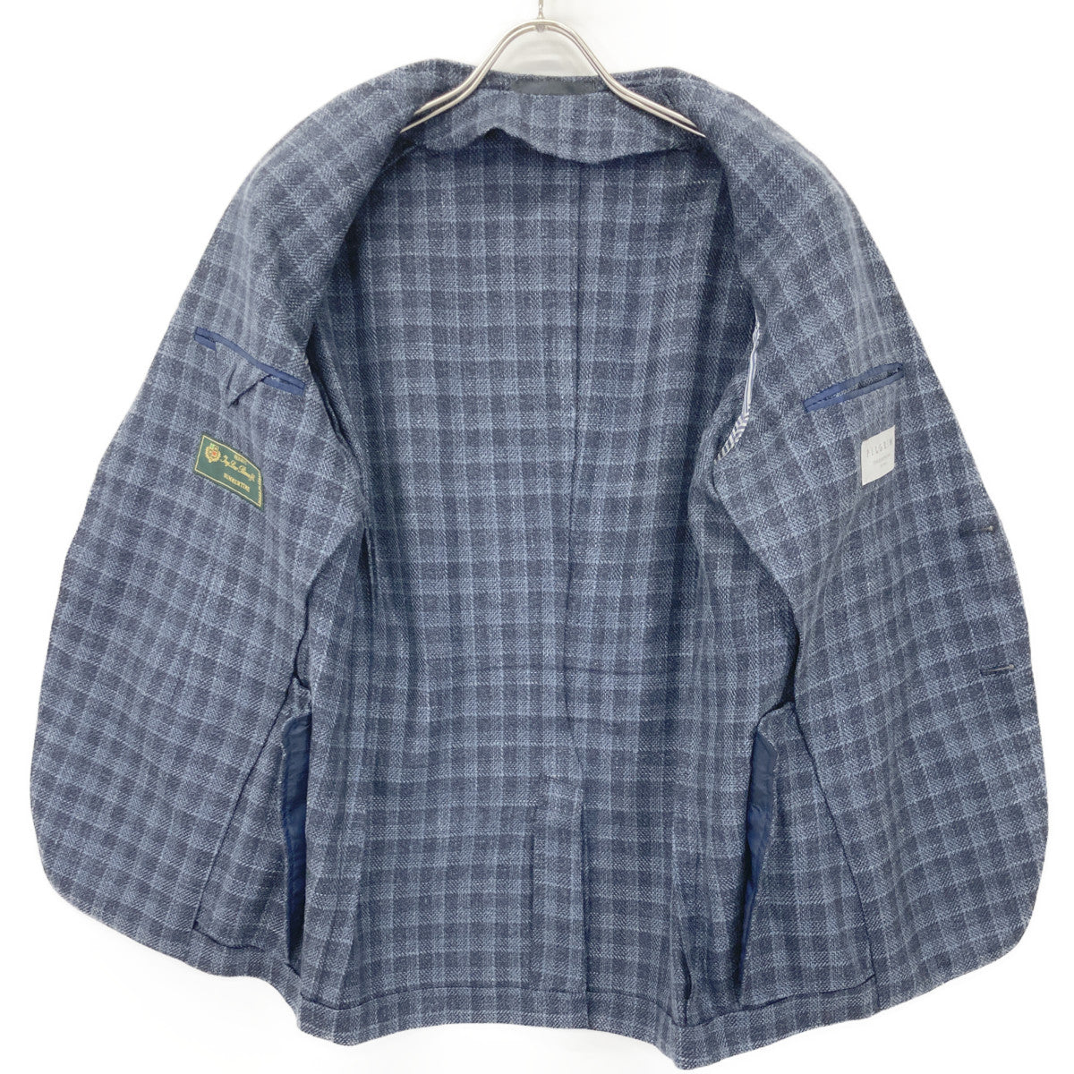 TOMORROWLAND PILGRIM トゥモローランドピルグリム 【美品】61-07-21-07103 ウールシルクリネン バスケットクロス シングル2Bテーラード ジャケット 46