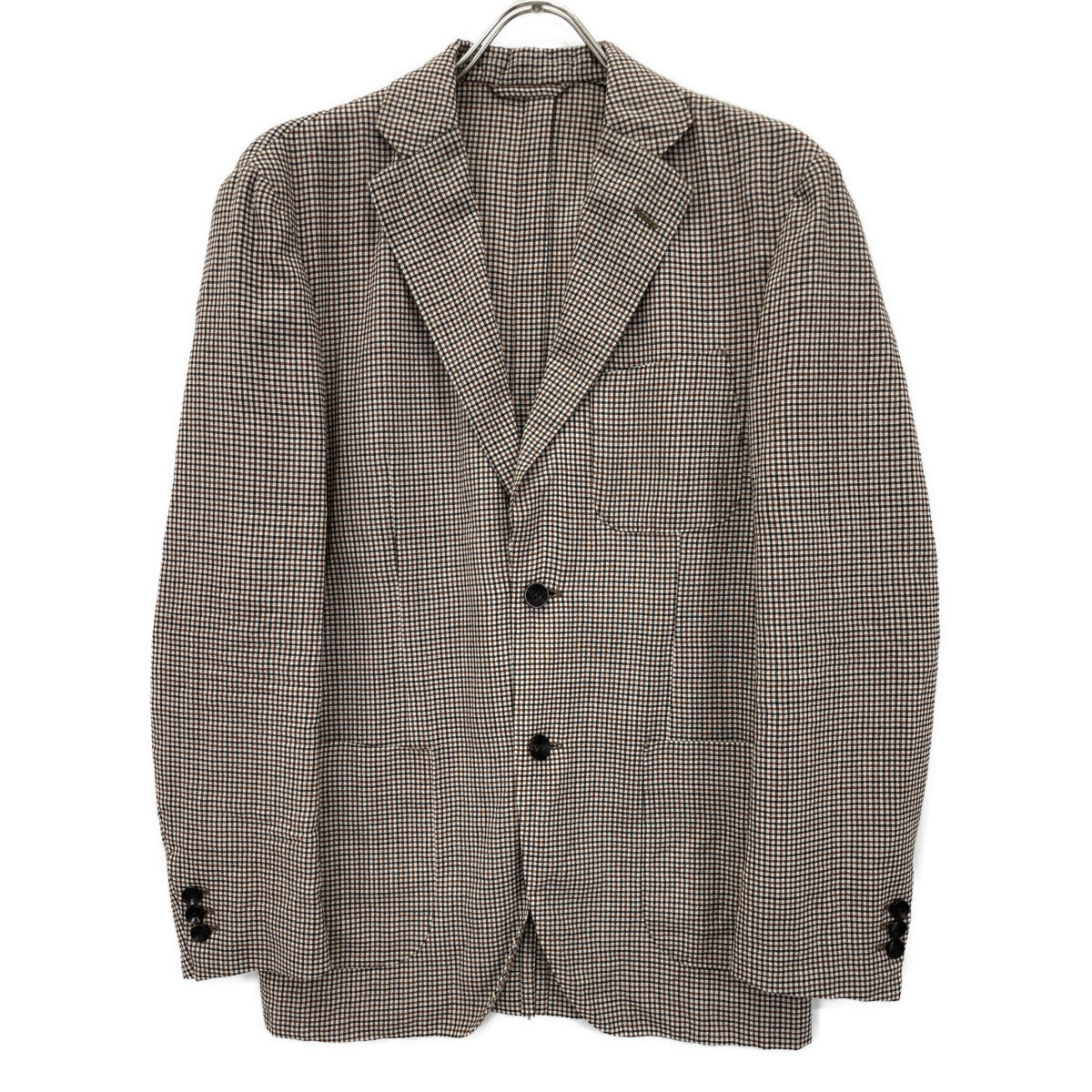 TOMORROWLAND PILGRIM トゥモローランドピルグリム 【美品】61-07-22-07002 チェック ウールポリウレタン シングル2B ジャケット 46