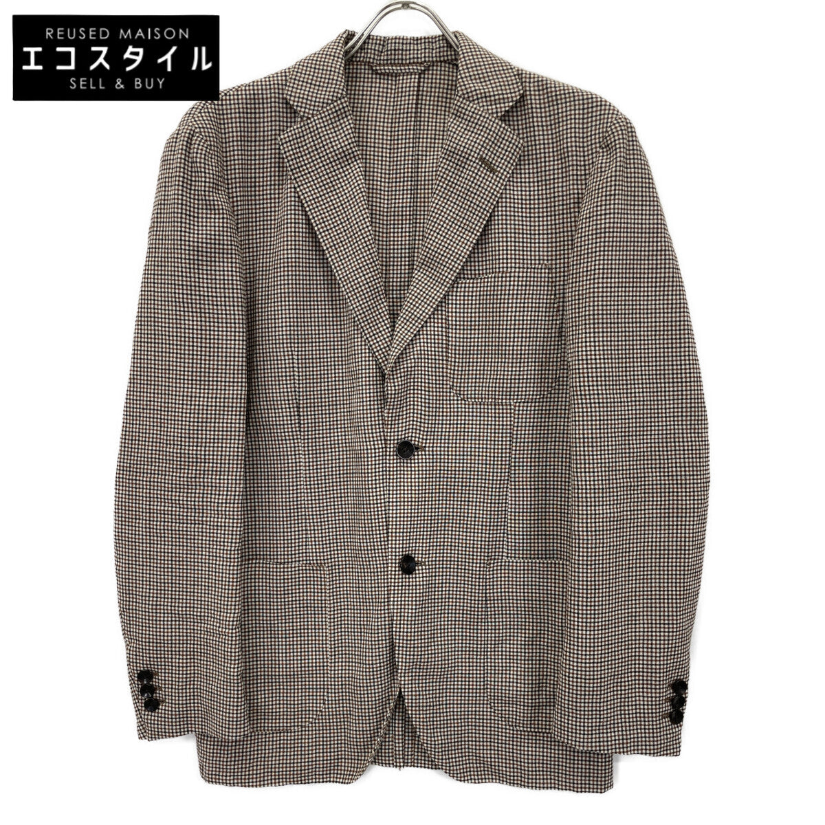 TOMORROWLAND PILGRIM トゥモローランドピルグリム 【美品】61-07-22-07002 チェック ウールポリウレタン シングル2B ジャケット 46