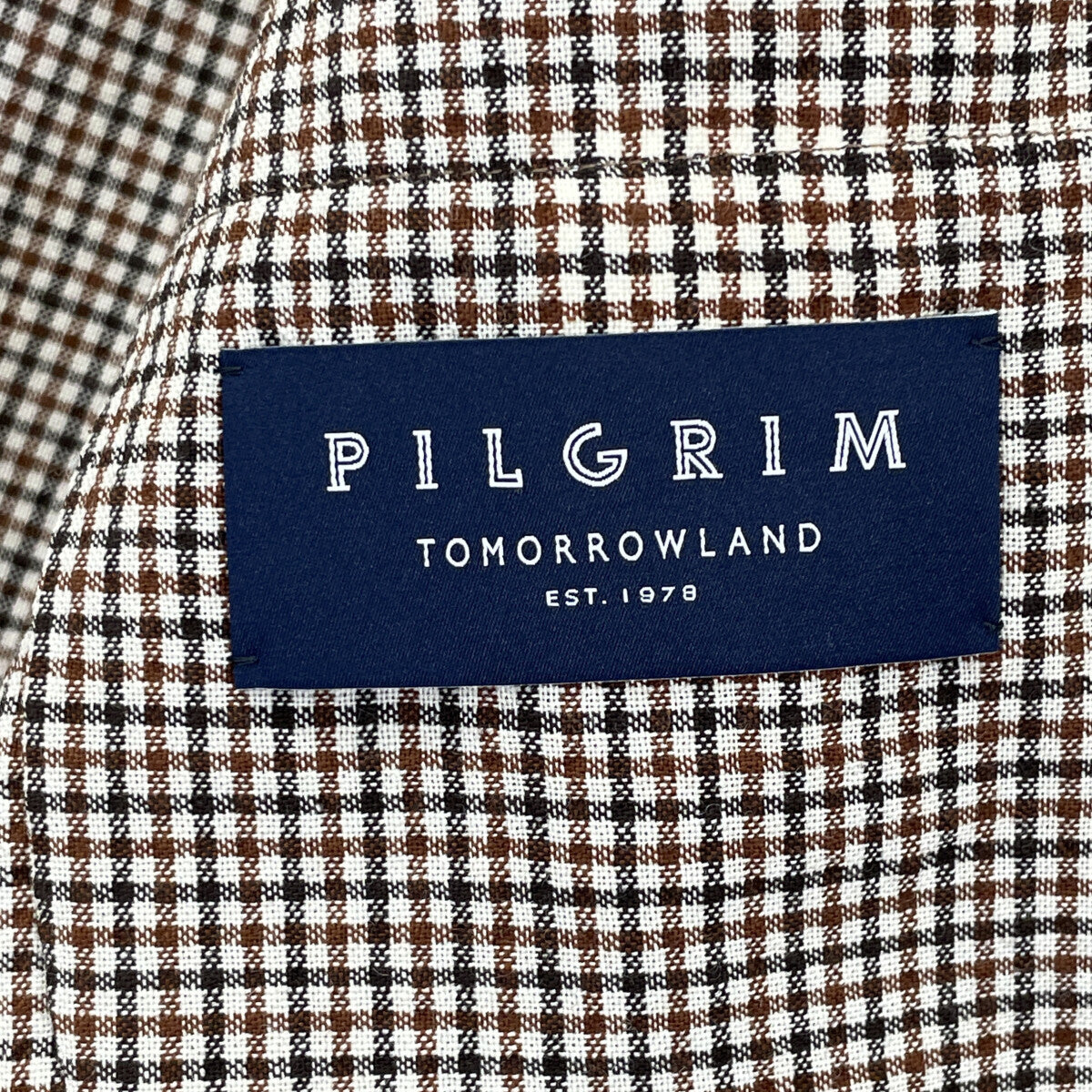 TOMORROWLAND PILGRIM トゥモローランドピルグリム 【美品】61-07-22-07002 チェック ウールポリウレタン シングル2B ジャケット 46
