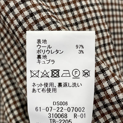 TOMORROWLAND PILGRIM トゥモローランドピルグリム 【美品】61-07-22-07002 チェック ウールポリウレタン シングル2B ジャケット 46