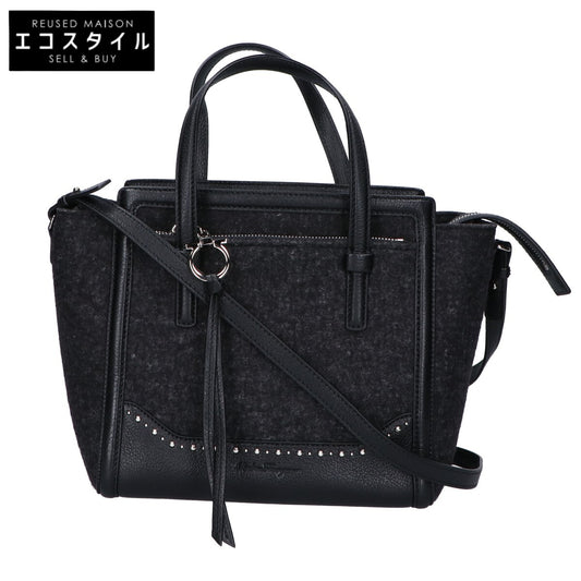 Salvatore Ferragamo サルヴァトーレフェラガモ 【美品】G809 エイミー レザーｘフェルト 2WAYショルダー トートバッグ