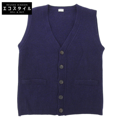 Anglo-Italian アングロイタリアン 美品 ウール フェイクポケット ニットベスト メンズ ネイビー S ベスト S