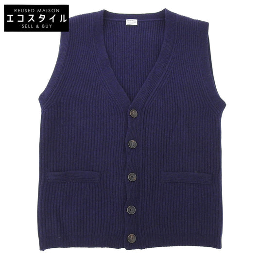 Anglo-Italian アングロイタリアン 美品 ウール フェイクポケット ニットベスト メンズ ネイビー S ベスト S