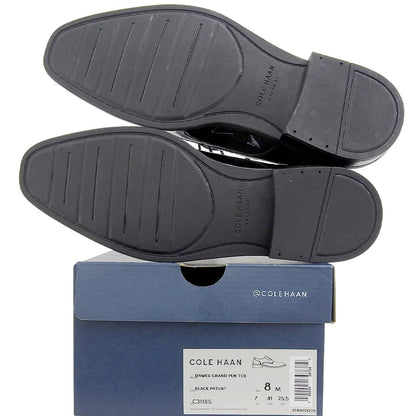 Cole Haan コールハーン 新品同様 ドーズ グランド プレーントゥ パテントレザー オックスフォード シューズ メンズ 黒 25.5cm C31185 シューズ 8(US)