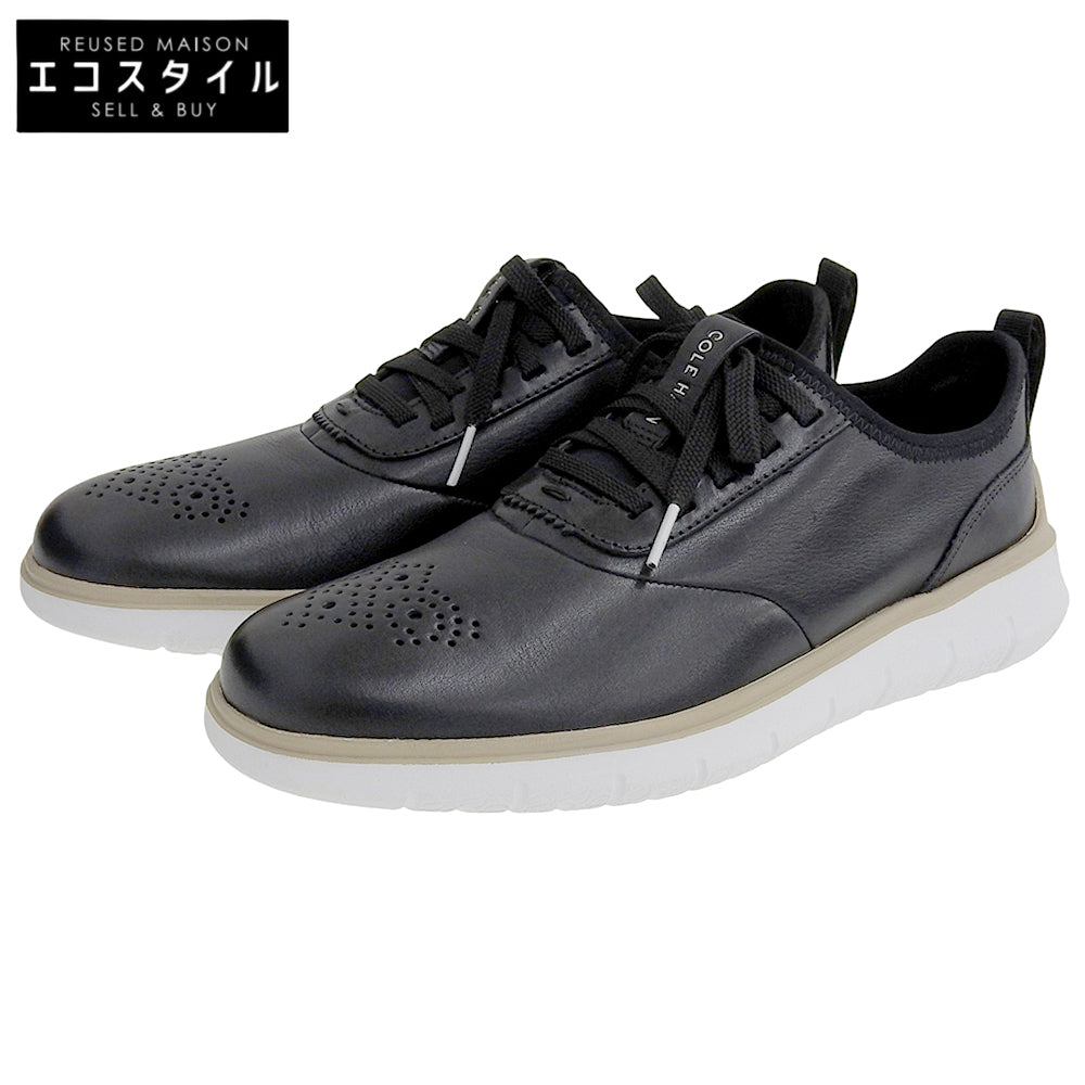 Cole Haan コールハーン 新品同様 ジェネレーション ゼログランド メダリオン レザー スニーカー シューズ メンズ ブラック 25.5cm C31495 シューズ 8(US)