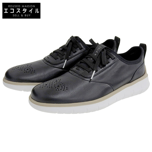 Cole Haan コールハーン 新品同様 ジェネレーション ゼログランド メダリオン レザー スニーカー シューズ メンズ ブラック 25.5cm C31495 シューズ 8(US)