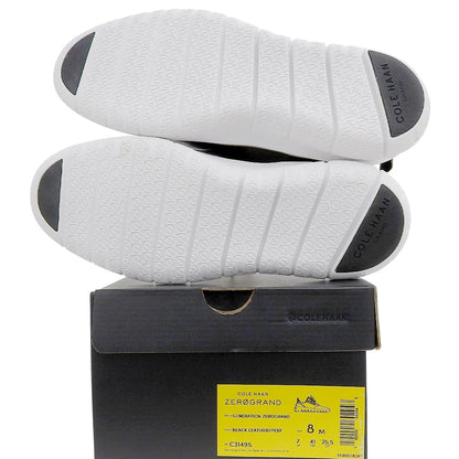 Cole Haan コールハーン 新品同様 ジェネレーション ゼログランド メダリオン レザー スニーカー シューズ メンズ ブラック 25.5cm C31495 シューズ 8(US)