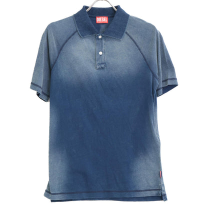 DIESEL ディーゼル T-RASMITH ﾌﾞﾙｰ ｶﾗｰ ｽﾃｯﾁ ﾎﾟﾛｼｬﾂ トップス XS