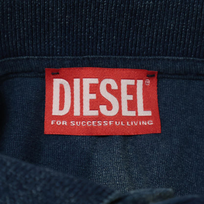 DIESEL ディーゼル T-RASMITH ﾌﾞﾙｰ ｶﾗｰ ｽﾃｯﾁ ﾎﾟﾛｼｬﾂ トップス XS