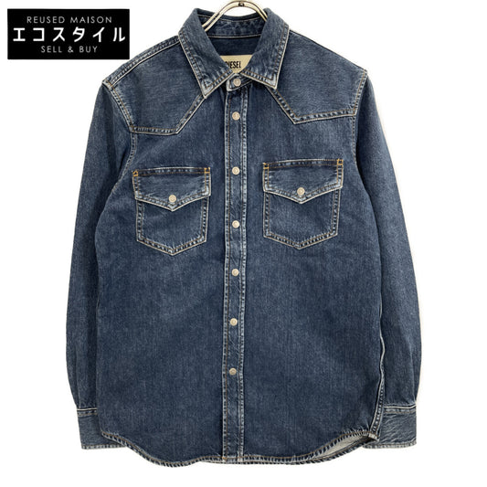 DIESEL ディーゼル D-EAST-P1 ﾌﾞﾙｰ 長袖ﾃﾞﾆﾑｼｬﾂ ｳｫｯｼｭ加工 トップス XS