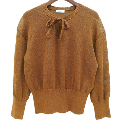 DES PRES デプレ 美品 コットンシルクペーパーツイスト Vネックプルオーバー トップス レディース ブラウン F 22-02-51-02308 25SS トップス F