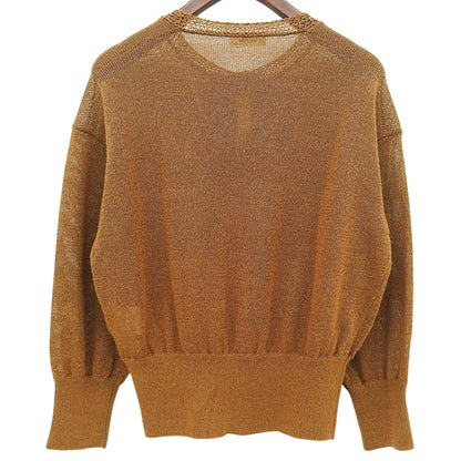 DES PRES デプレ 美品 コットンシルクペーパーツイスト Vネックプルオーバー トップス レディース ブラウン F 22-02-51-02308 25SS トップス F