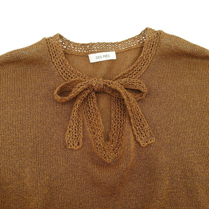 DES PRES デプレ 美品 コットンシルクペーパーツイスト Vネックプルオーバー トップス レディース ブラウン F 22-02-51-02308 25SS トップス F