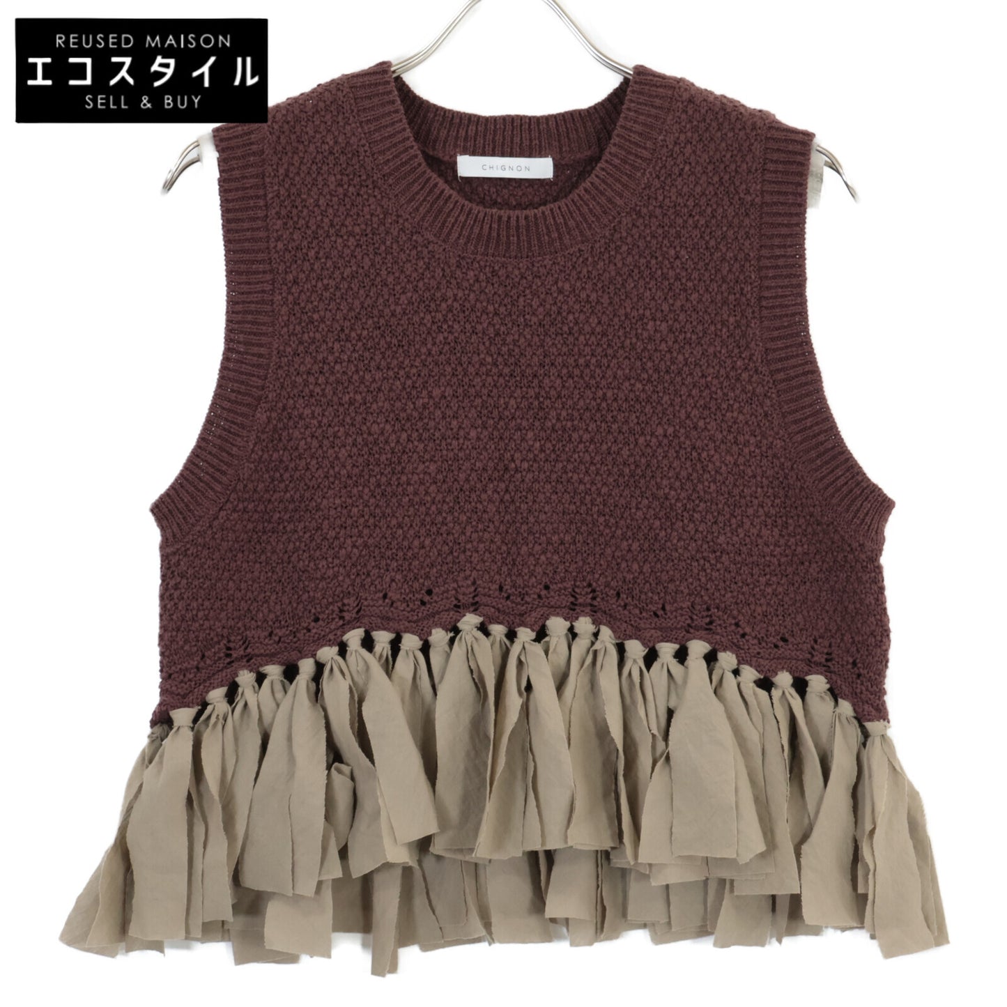 CHIGNON シニヨン ﾎﾞﾙﾄﾞｰ 9452-235DP 布帛ﾄﾞｯｷﾝｸﾞ ﾆｯﾄﾍﾞｽﾄ ベスト F