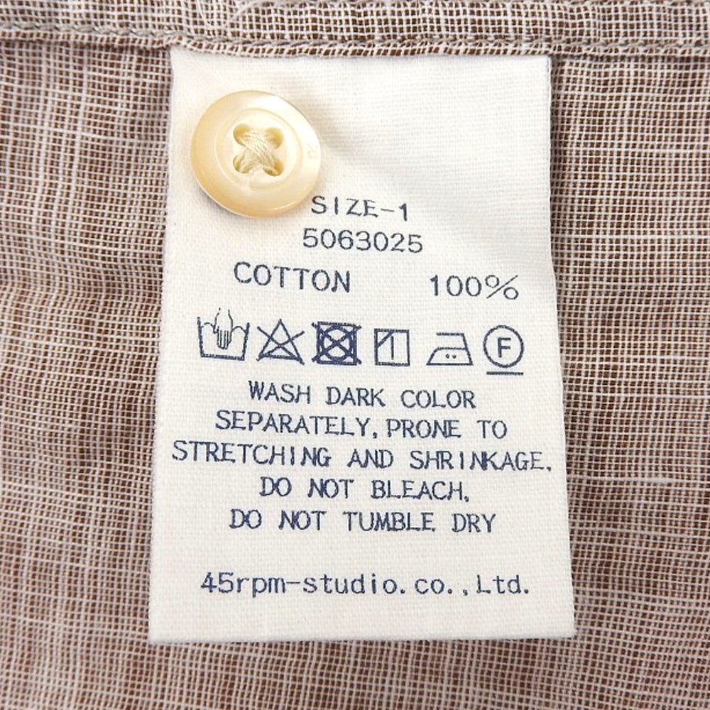 45R フォーティファイブ アール 美品 コットン100 ハーフボタン 長袖シャツ トップス レディース ベージュ 1 5063025 トップス 1