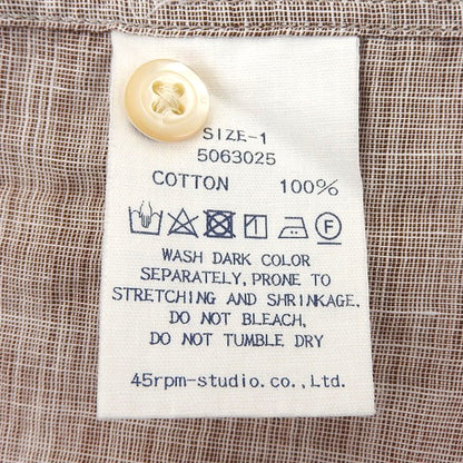 45R フォーティファイブ アール 美品 コットン100 ハーフボタン 長袖シャツ トップス レディース ベージュ 1 5063025 トップス 1