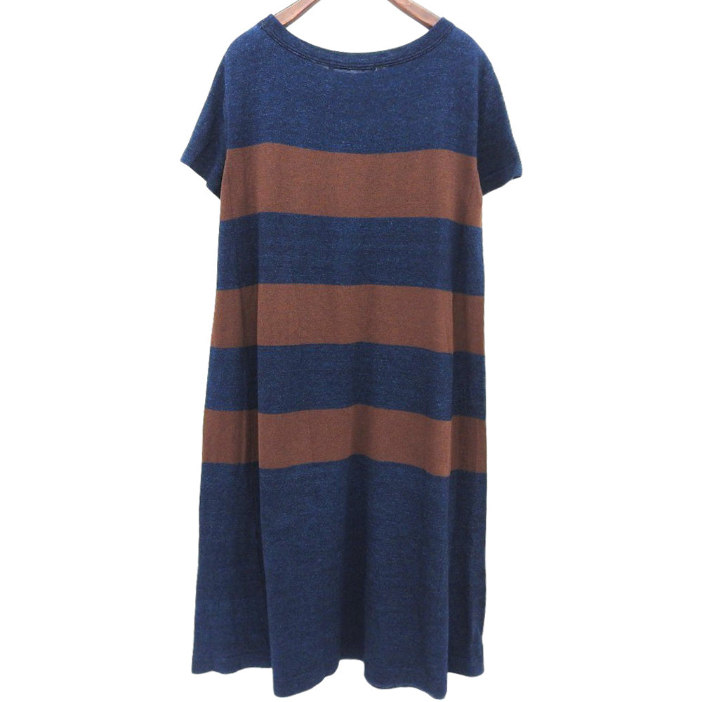 45R フォーティファイブ アール 美品 ボーダー ギマニット ワンピース レディース インディゴ×ブラウン 0 5065040 ワンピース 0