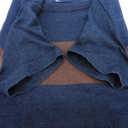 45R フォーティファイブ アール 美品 ボーダー ギマニット ワンピース レディース インディゴ×ブラウン 0 5065040 ワンピース 0