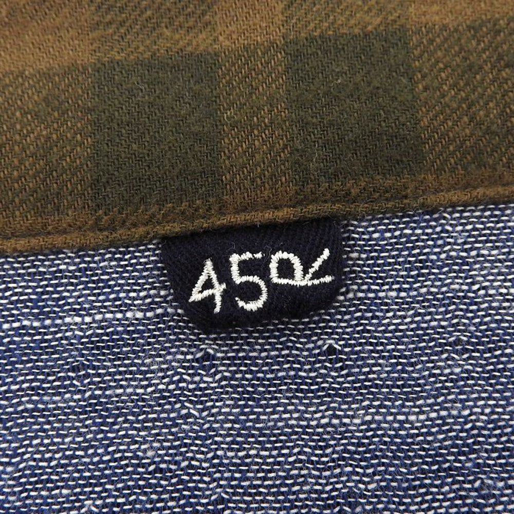 45R フォーティファイブ アール 美品 二重織 ネルチェック 馬比古ドレス ワンピース レディース カーキ×ブルー 0 5115903 ワンピース 0