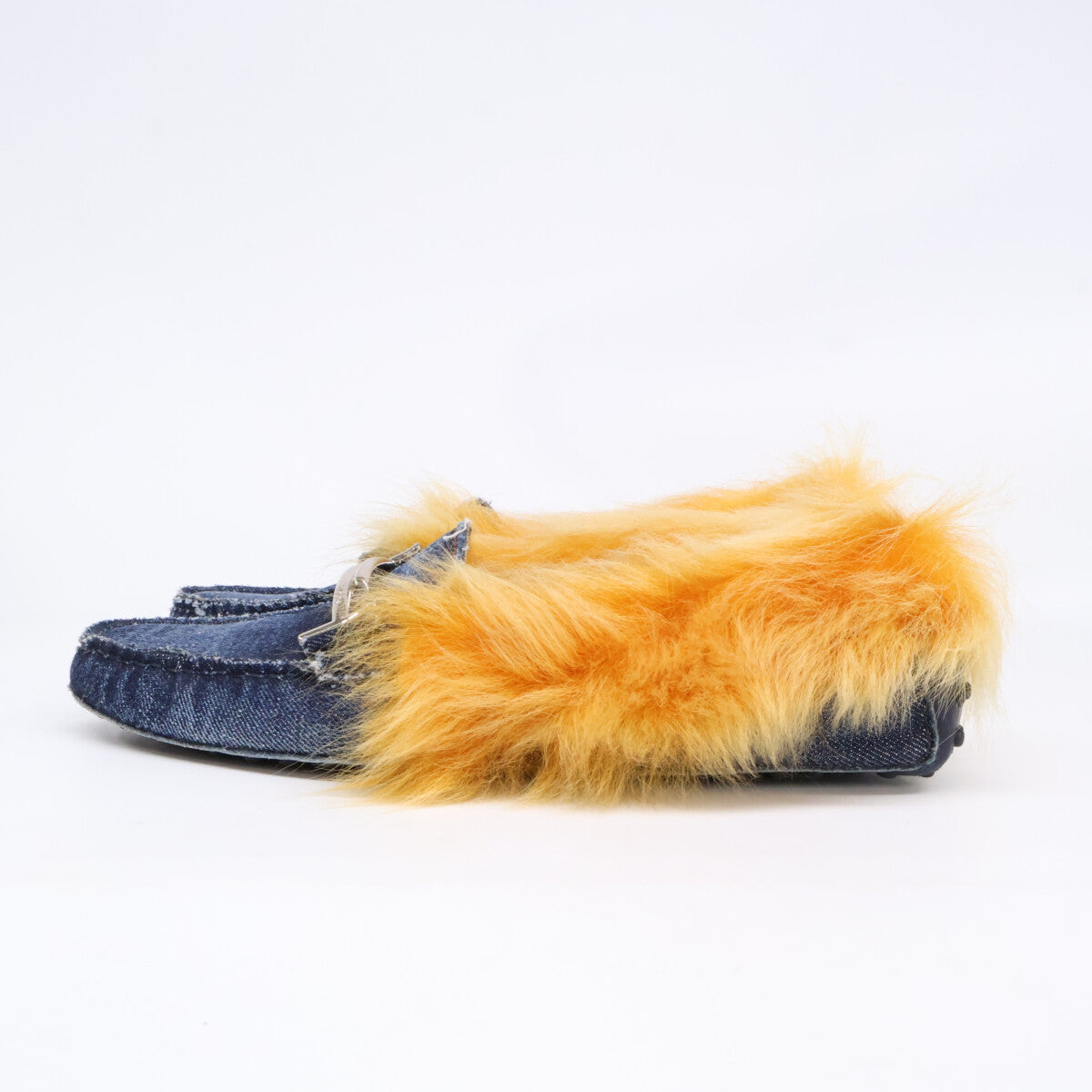 TOD'S トッズ デニム/ファー ダブルＴ ゴンミーニ ドライビングシューズ シューズ 39