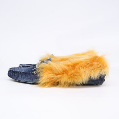 TOD'S トッズ デニム/ファー ダブルＴ ゴンミーニ ドライビングシューズ シューズ 39