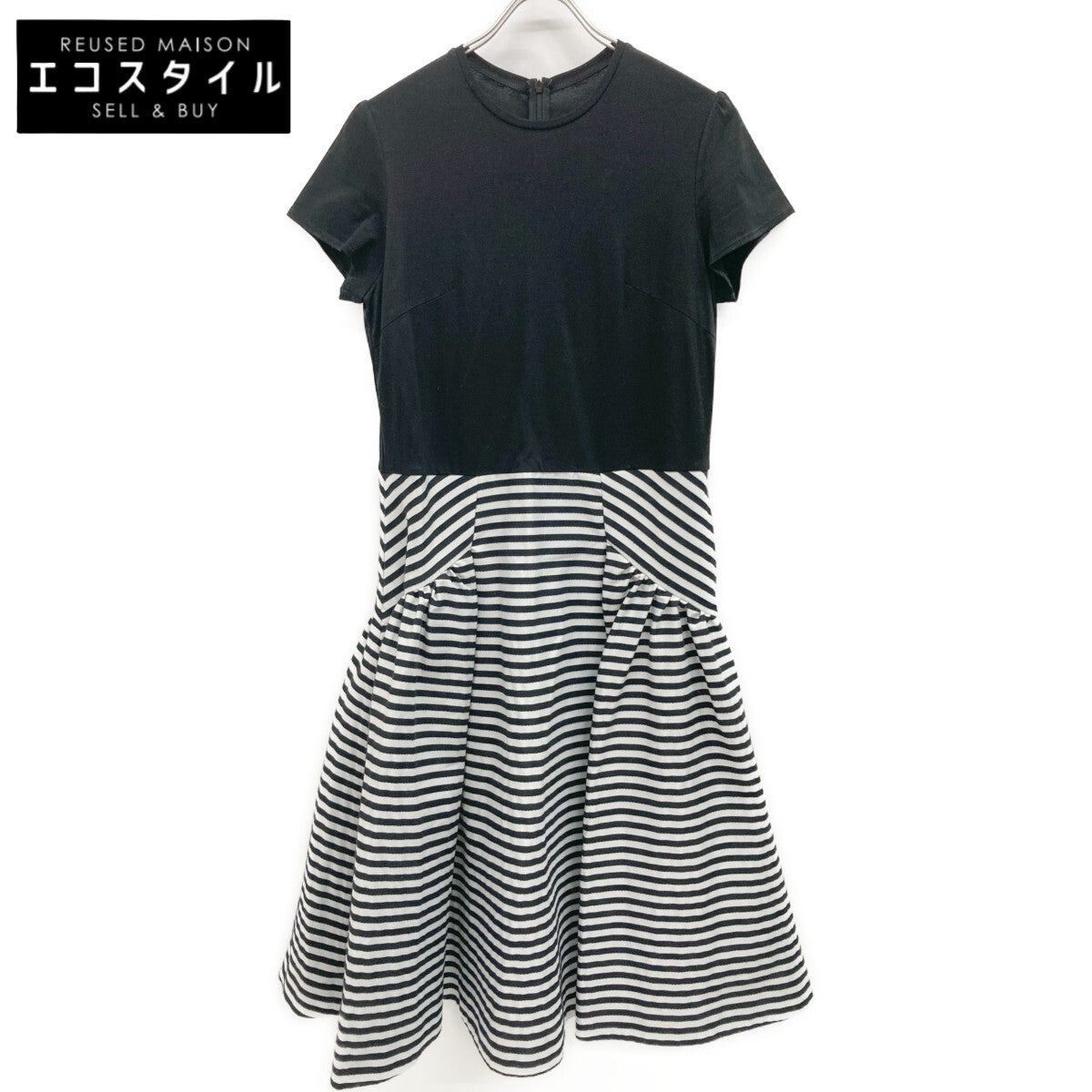 BORDERS at BALCONY ボーダーズアットバルコニー BD2011P-2K-04 ﾌﾞﾗｯｸ Tｼｬﾂ ﾀｯｸﾎﾞｰﾀﾞｰ ﾜﾝﾋﾟｰｽ ワンピース 36