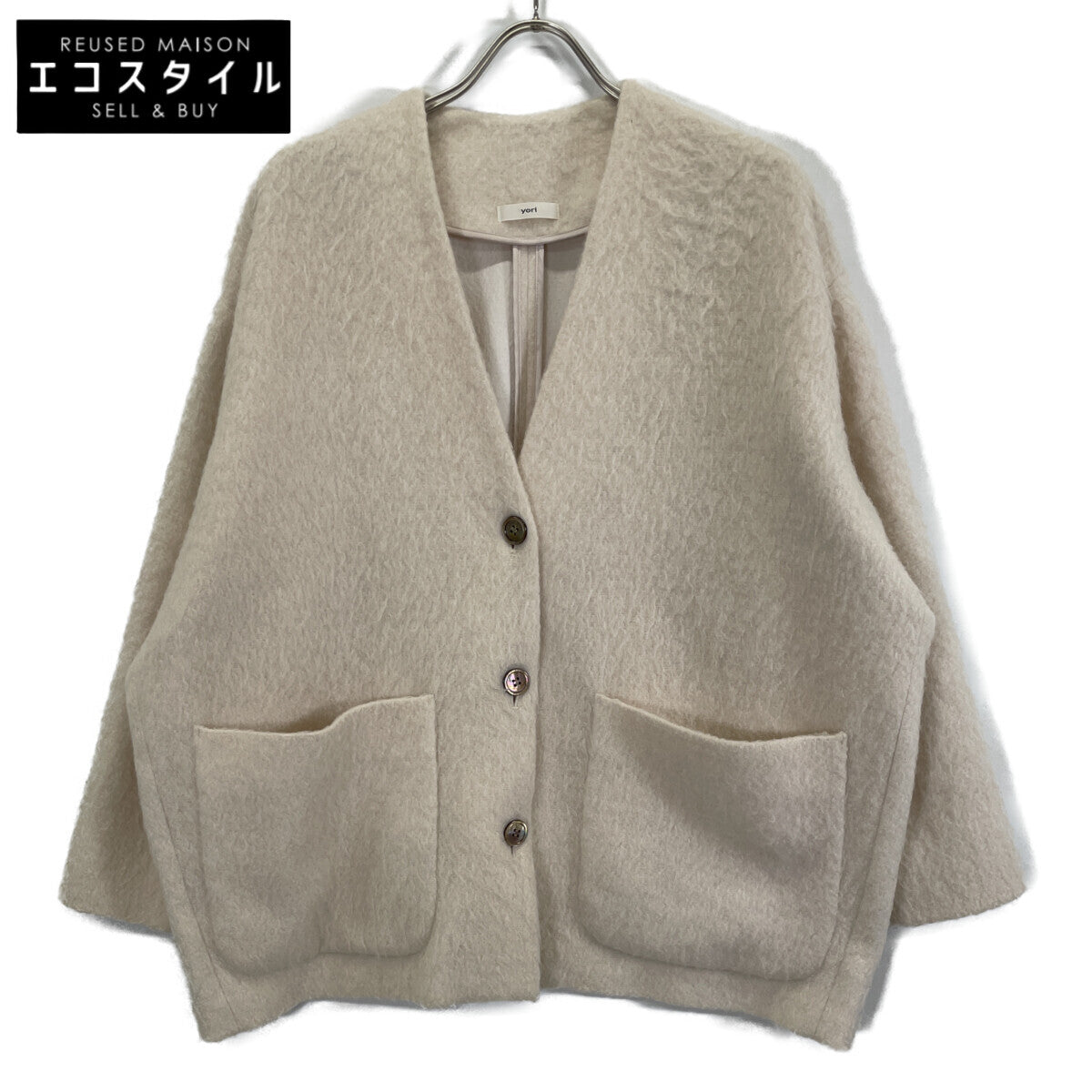 yori ヨリ YR2125-098AW-6 ﾋﾟﾝｸ ﾓﾍｱ混 ｼｬｷﾞｰ ｺｰﾄ ジャケット F