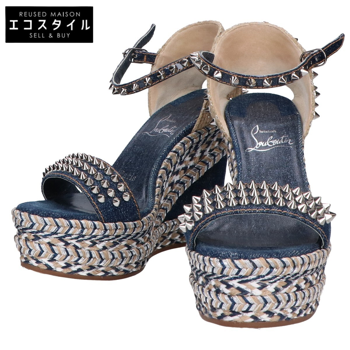 Christian Louboutin クリスチャンルブタン デニム マドモニカ ウェッジソール パンプス 36