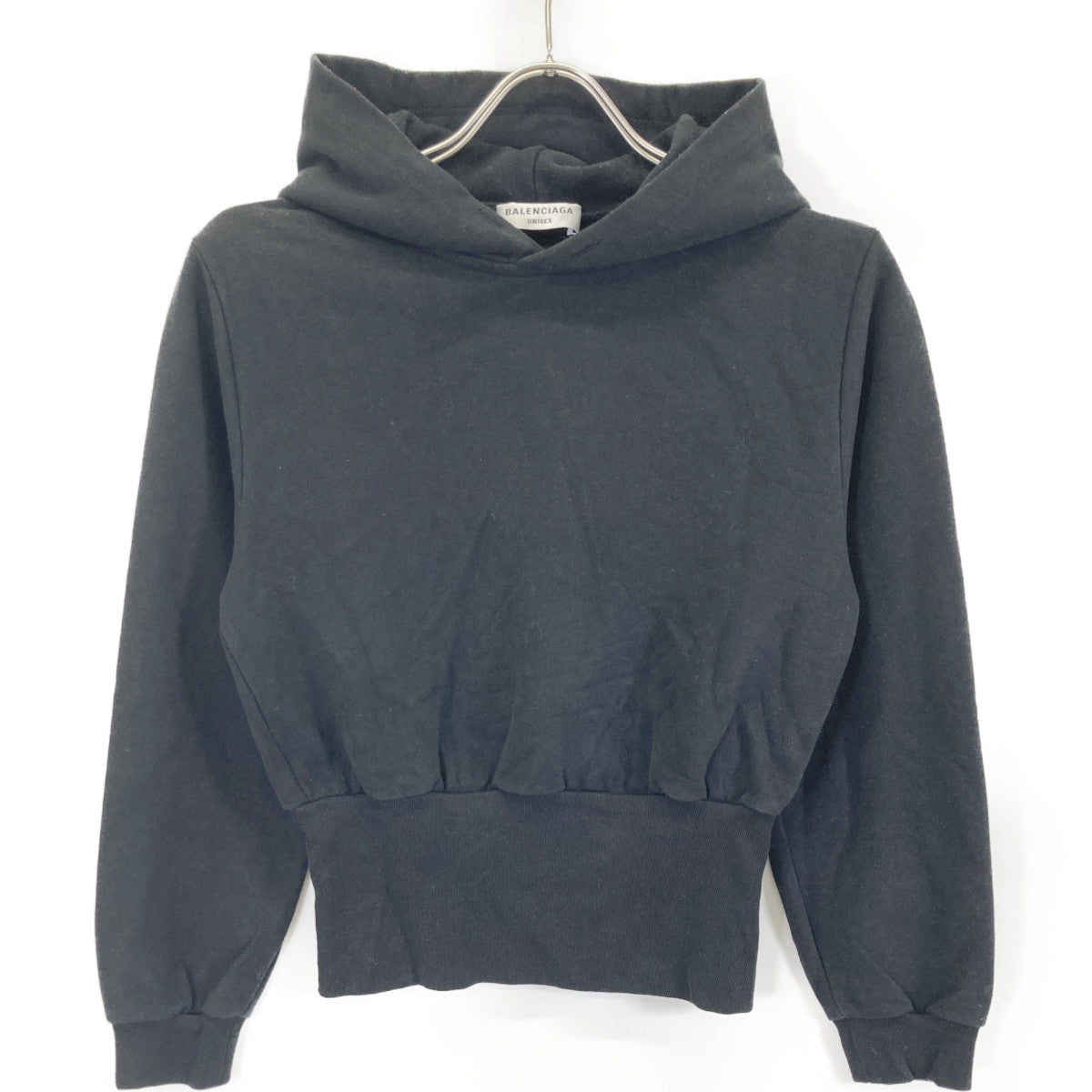 BALENCIAGA バレンシアガ 21年 698485 ﾌﾞﾗｯｸ ｸﾛｯﾌﾟﾄﾞﾊﾟｰｶｰ トップス S