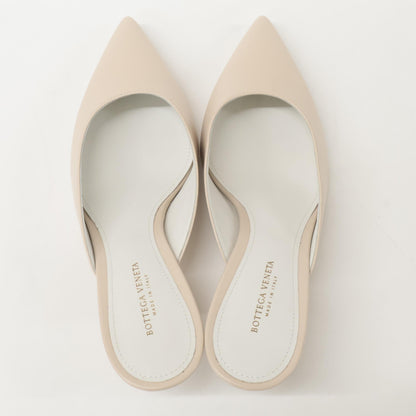 BOTTEGA VENETA ボッテガヴェネタ 【新品同様】レザー ポンテッドトゥ ミュール/ シューズ 34 1/2