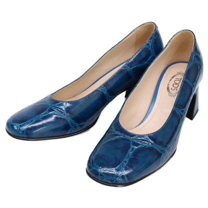 TOD'S トッズ 【美品】型押しレザー ラウンドトゥ シューズ 35