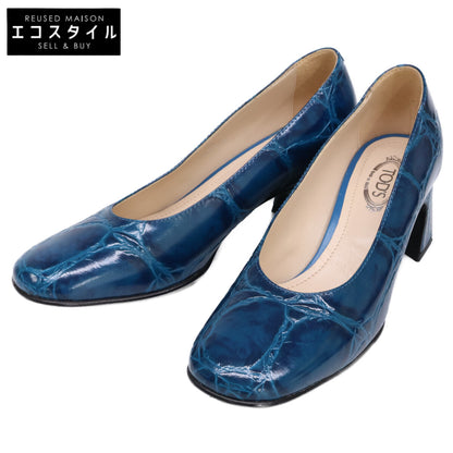 TOD'S トッズ 【美品】型押しレザー ラウンドトゥ シューズ 35