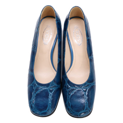 TOD'S トッズ 【美品】型押しレザー ラウンドトゥ シューズ 35