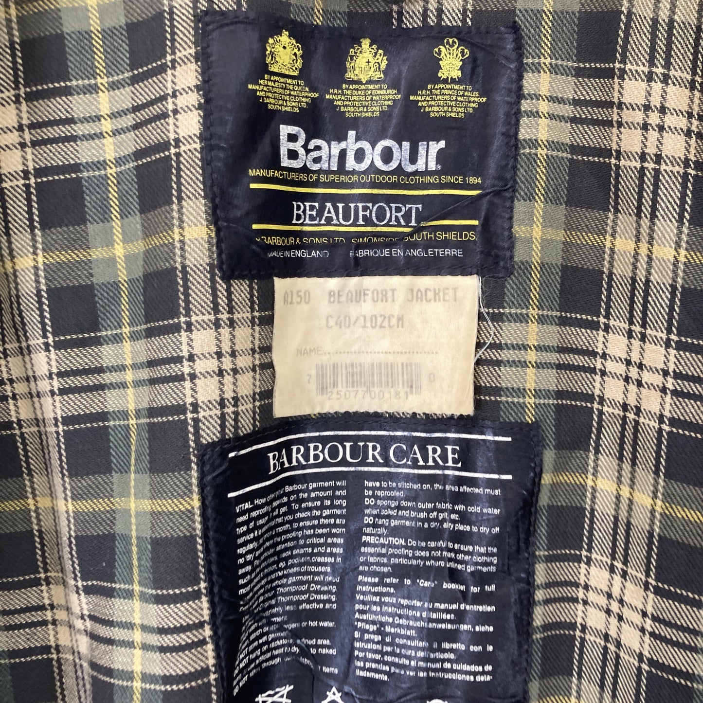 Barbour バブアー A150 BEAUFORT 3ワラント オイルド ジャケット 40