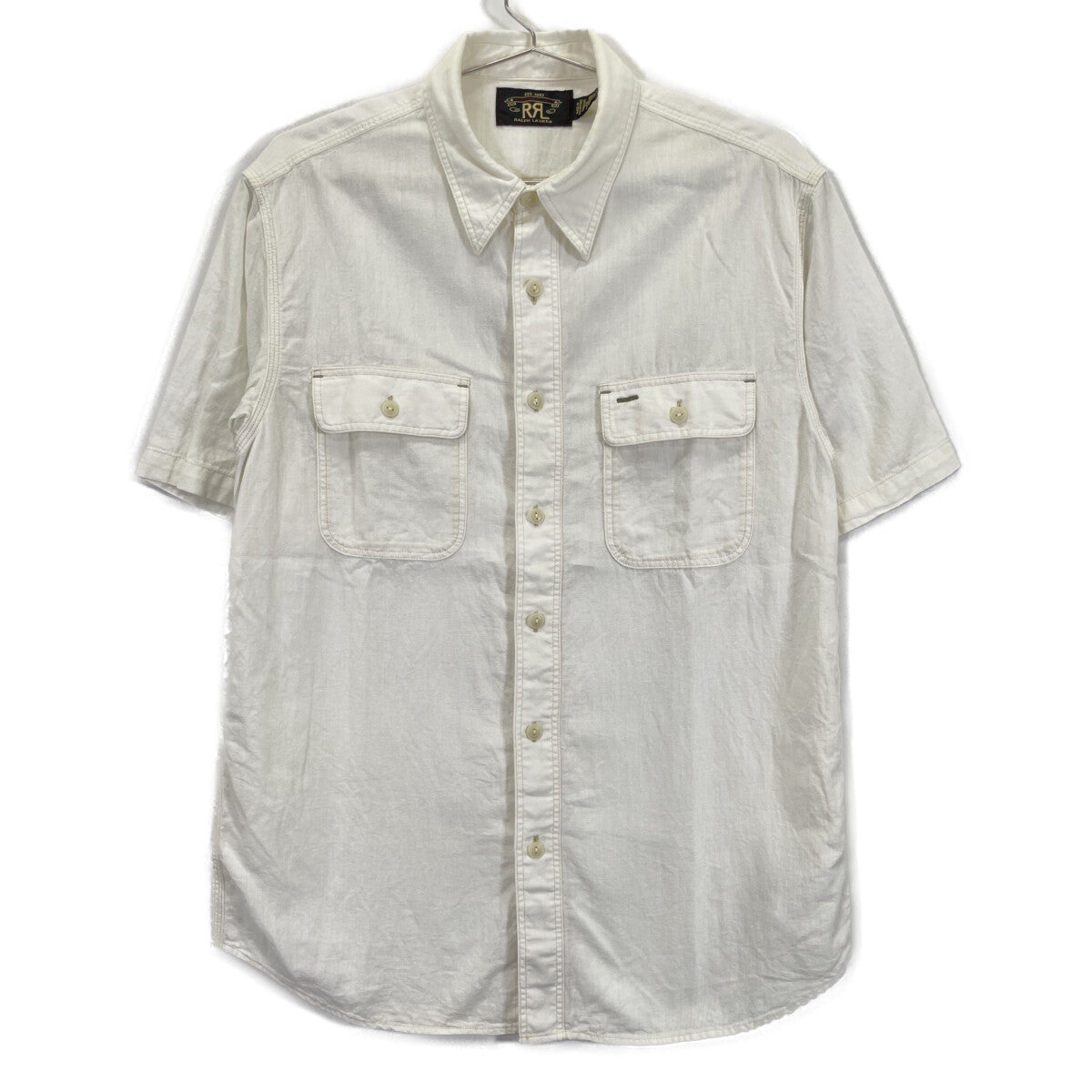 RRL ダブルアールエル ﾎﾜｲﾄ 25SS ｾﾙｳﾞｨｯｼﾞﾃﾞｨﾃｰﾙ ｼｬﾝﾌﾞﾚｰ ﾜｰｸｼｬﾂ トップス S