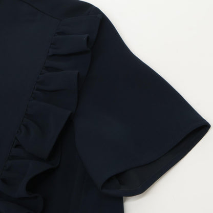 YOKOCHAN ヨーコチャン 23年製 YCB-323-393 ﾈｲﾋﾞｰ ﾊｰﾌｽﾘｰﾌﾞ ﾌﾘﾙﾄﾘﾑﾌﾞﾗｳｽ トップス 38