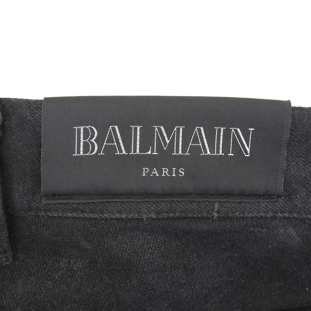 BALMAIN バルマン スリムフィットジーンズ コーティング加工 ボトムス メンズ ブラック 27 RH15230D006 ボトムス 27