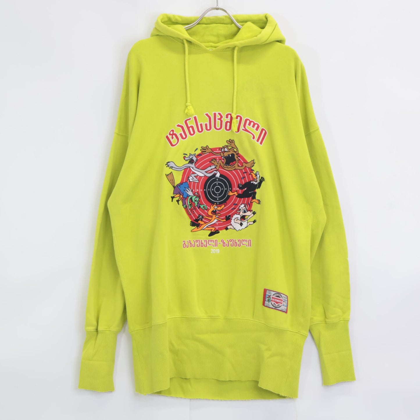 VETEMENTS ヴェトモン USS197010 19SS ﾗｲﾄｸﾞﾘｰﾝ ｶｰﾄｩｰﾝﾌﾟﾘﾝﾄｽｳｪｯﾄﾌﾟﾙｵｰﾊﾞｰﾊﾟｰｶｰ トップス S