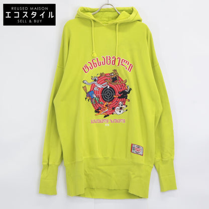 VETEMENTS ヴェトモン USS197010 19SS ﾗｲﾄｸﾞﾘｰﾝ ｶｰﾄｩｰﾝﾌﾟﾘﾝﾄｽｳｪｯﾄﾌﾟﾙｵｰﾊﾞｰﾊﾟｰｶｰ トップス S