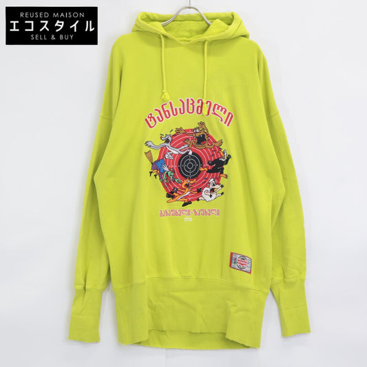 VETEMENTS ヴェトモン USS197010 19SS ﾗｲﾄｸﾞﾘｰﾝ ｶｰﾄｩｰﾝﾌﾟﾘﾝﾄｽｳｪｯﾄﾌﾟﾙｵｰﾊﾞｰﾊﾟｰｶｰ トップス S