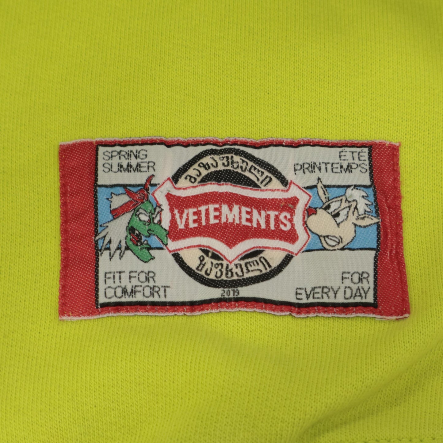 VETEMENTS ヴェトモン USS197010 19SS ﾗｲﾄｸﾞﾘｰﾝ ｶｰﾄｩｰﾝﾌﾟﾘﾝﾄｽｳｪｯﾄﾌﾟﾙｵｰﾊﾞｰﾊﾟｰｶｰ トップス S