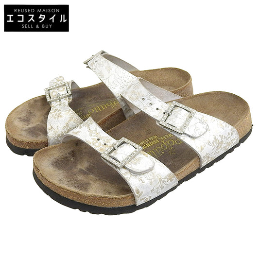 BIRKENSTOCK ビルケンシュトック 花柄 アリゾナサンダル ナローフィット シューズ レディース シルバー 22.5cm シューズ 22.5